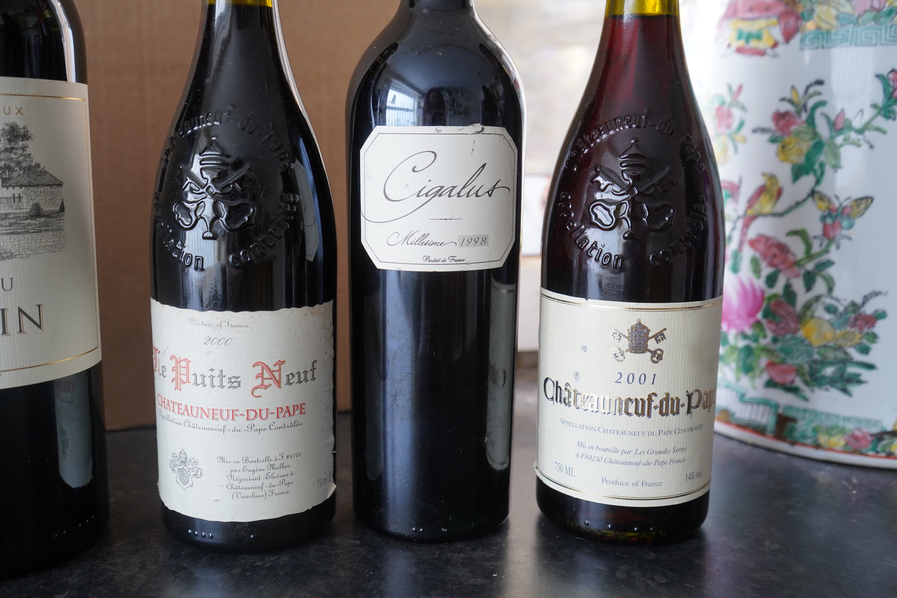 A Magnum of 2014 Chateau Le Coin Bordeaux, three bottles of 1998 Gerard Bertrand Cigalus and five others.